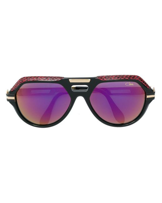 Cazal Black Oversized-Sonnenbrille mit Lederdetail