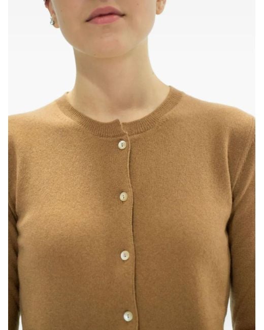 LA ROSE Natural Button Cashmere Cardigan