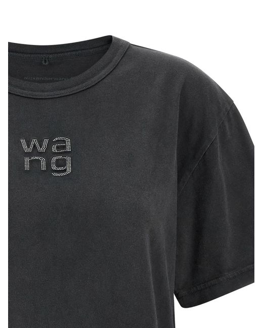 Alexander Wang Black Rhinestone Logo T-Shirt