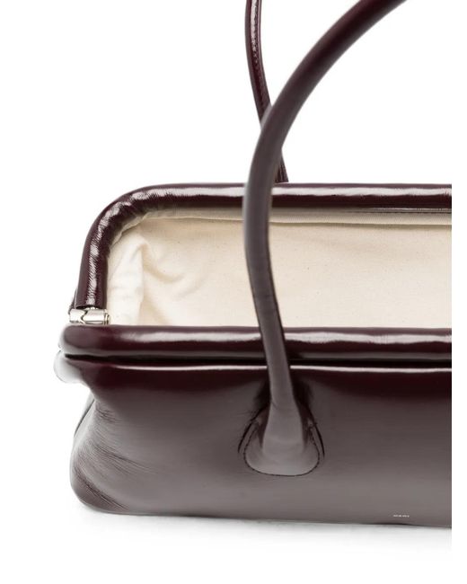 OSOI Purple Boat Wide Leather Shoulder Bag