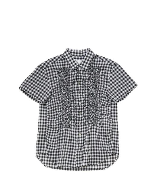 Comme des Garçons Gray Gingham Embroidered Shirt