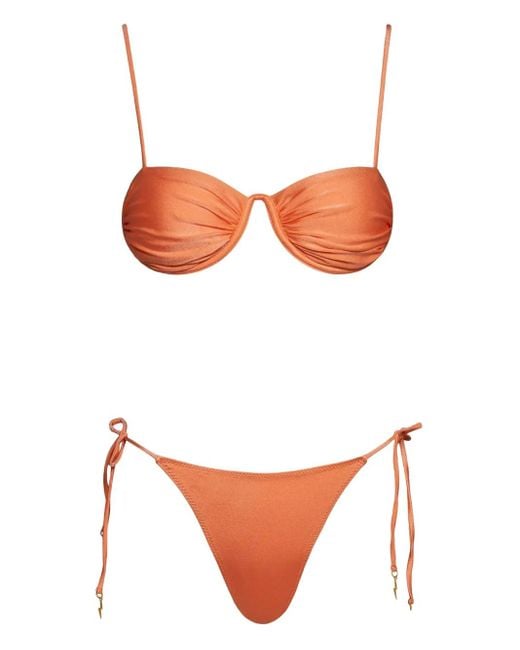 Noire Swimwear White Bikini Monowire À Fermeture Nouée