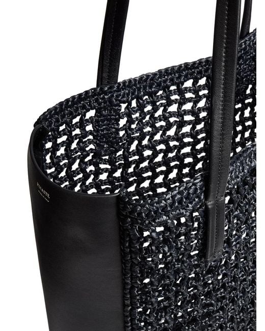 Khaite Black Woven-Panel Tote Bag