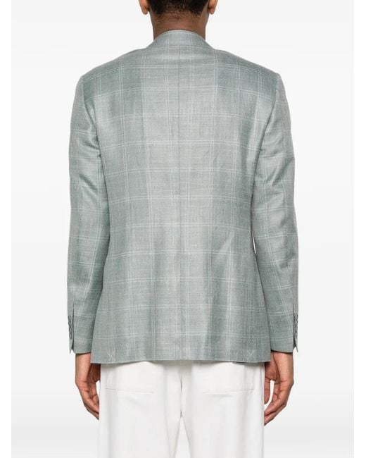 Canali Gray Check Button Blazer for men