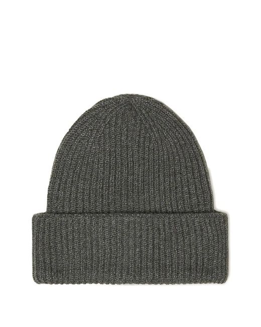 Fedeli Gray Ribbed Cashmere Beanie Hat