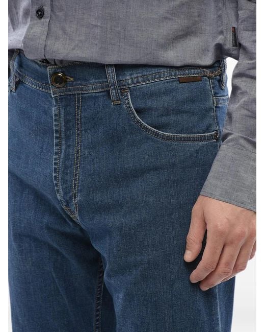 Corneliani Blue Contrasting-Stitch Regular-Fit Jeans for men
