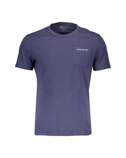 Guess Blue Logo-Print T-Shirt for men