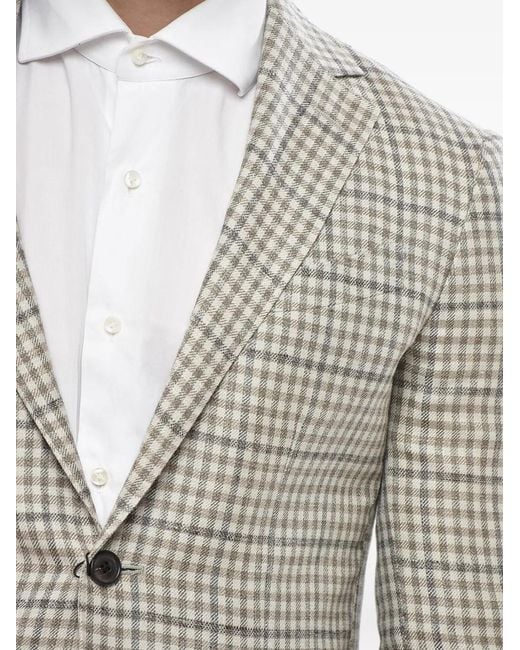 Corneliani Gray Checked Single-Breasted Blazer for men