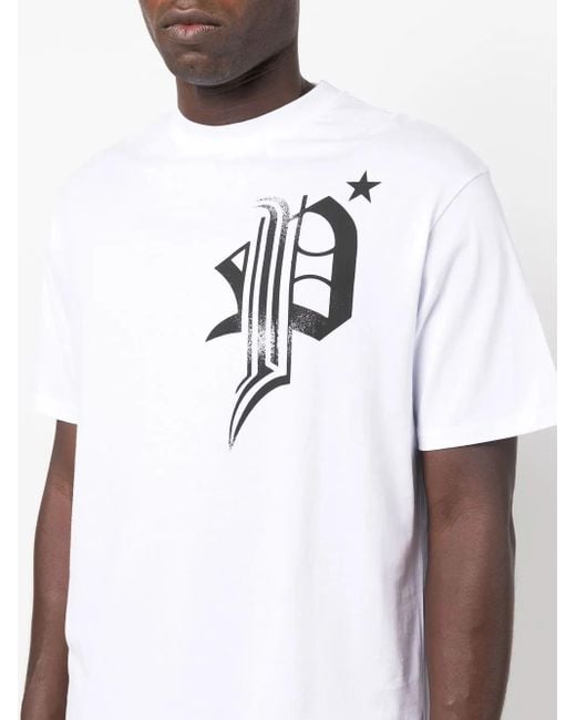Philipp Plein White Skull-Print Detail T-Shirt for men