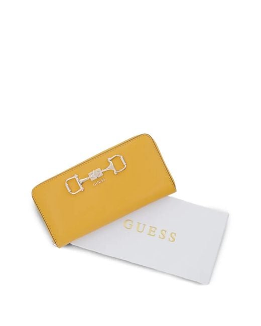 Guess Orange Horsebit Zip-Around Wallet