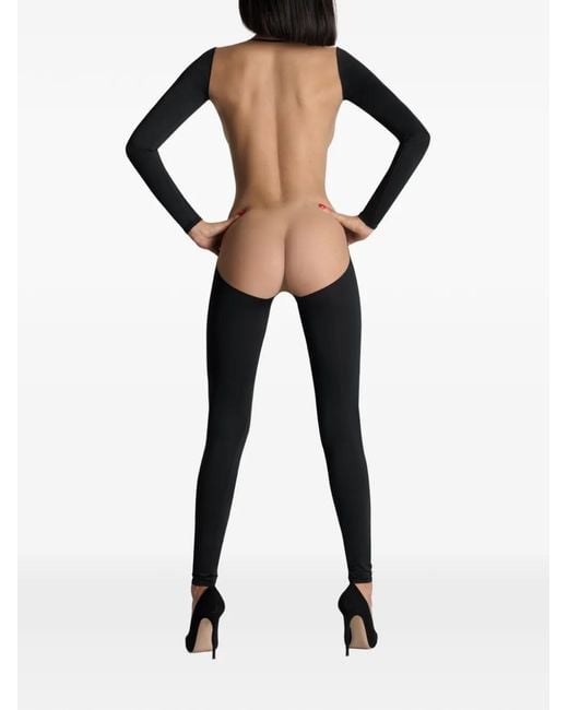 Maison Close Black Pure Tentation Long-Sleeve Backless Catsuit