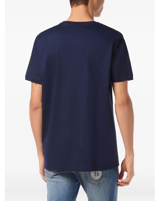 Billionaire Blue Logo-Plaque T-Shirt for men