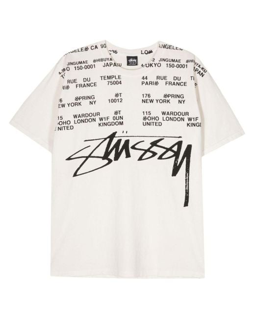 Stussy White Locations Cotton T-shirt
