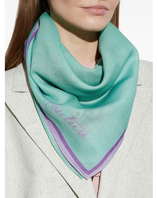 Versace Jeans Couture Pink Printed Trim Scarf