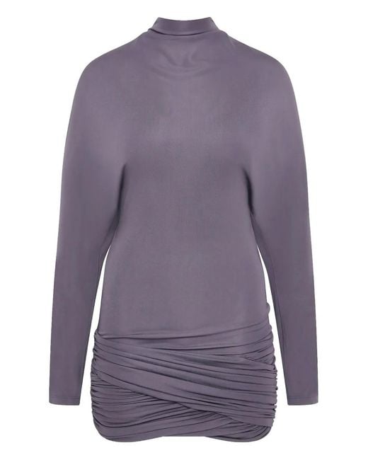 Christopher Esber Purple Luna Draped Jersey Mini Dress