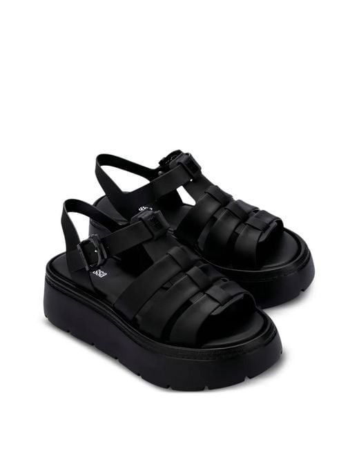 Melissa Black Up Platform Strap Sandals