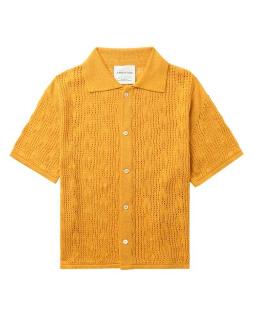 A Kind Of Guise Yellow Kadri Ajour-knit Linen-blend Shirt for men
