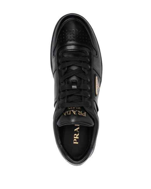 Prada Leren Sneakers Met Email Triangel in het Black voor heren