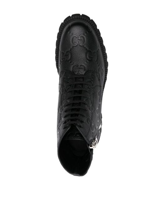 Gucci Black GG Supreme Leather Boots for men