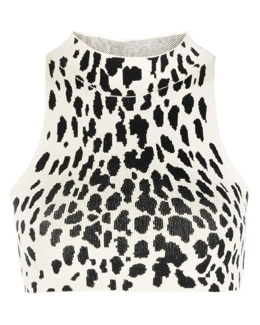 Ssheena Black Sheena Animal-Pattern Crop Top