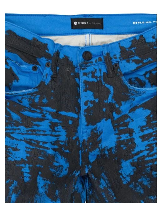 Vaqueros skinny con pintura estampada Purple Brand de hombre de color Blue
