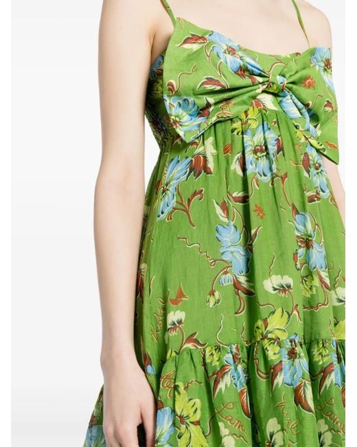 ALÉMAIS Hotel Lamu Midi-Jurk Met Bloemenprint in het Green