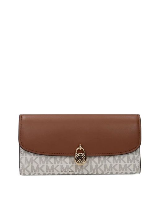 Michael Kors Brown Logo-Monogram Padlock Wallet