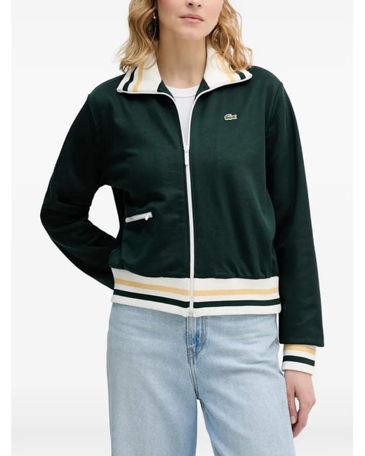 Lacoste Black Zip Striped Sweater