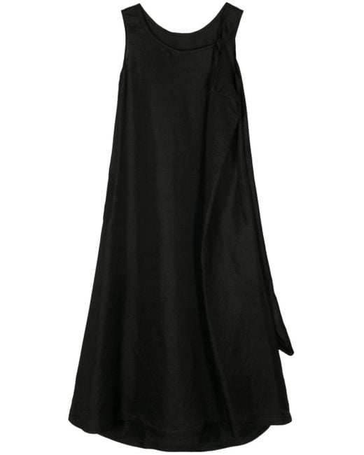 Yohji Yamamoto Black Ärmelloses Kleid mit Drapierung