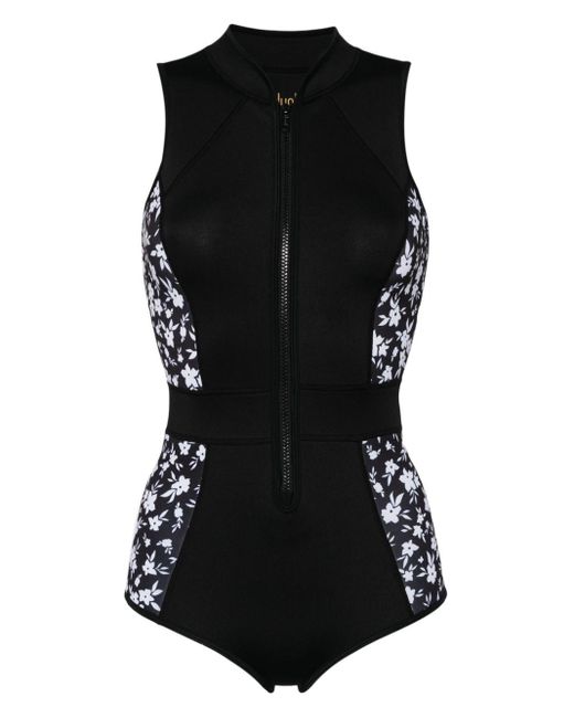 Duskii Black Tank Spring Floral-print Swimsuit