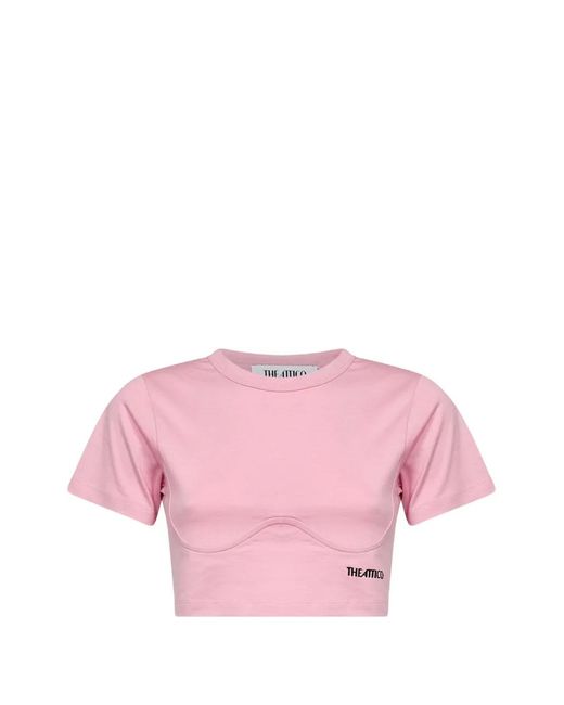 The Attico Pink Logo-Embroidered T-Shirt