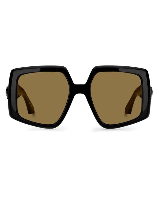 Etro Black Pegaso-motif Oversize-frame Sunglasses