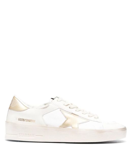 Golden Goose Deluxe Brand White Stardan Metallic-Trim Sneakers
