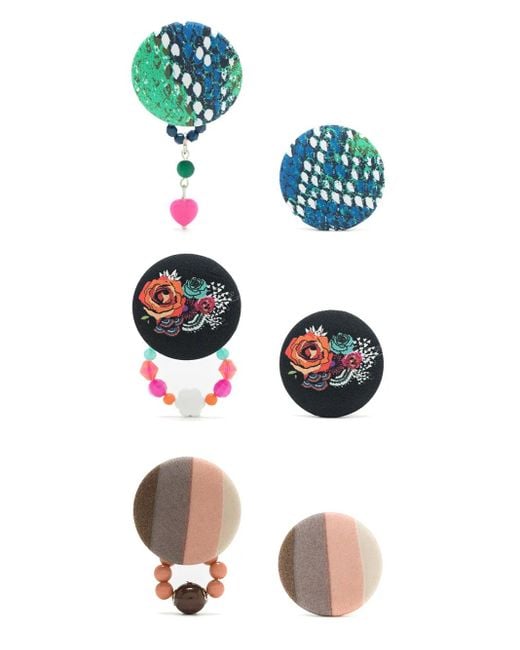 Amir Slama Multicolor 3 Pair Earring Set