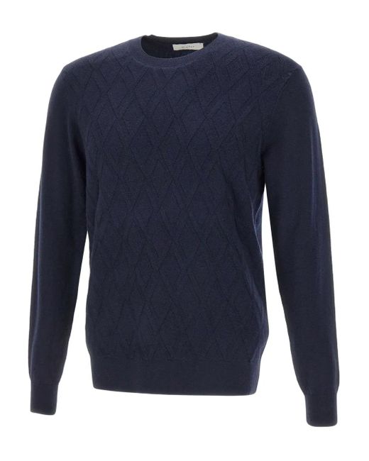 Diktat Blue Diamond-Pattern Sweater for men