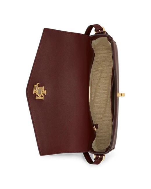 Ralph Lauren Red Logo-Plaque Leather Shoulder Bag