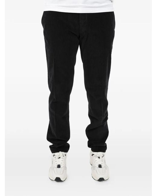 Incotex Black Corduroy Wool Trousers for men