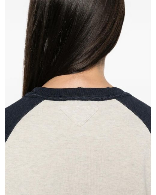 Prada Blue Logo-Print Raglan-Sleeve Sweatshirt