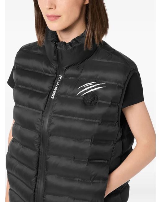 Philipp Plein Black Claw-Print Quilted Vest