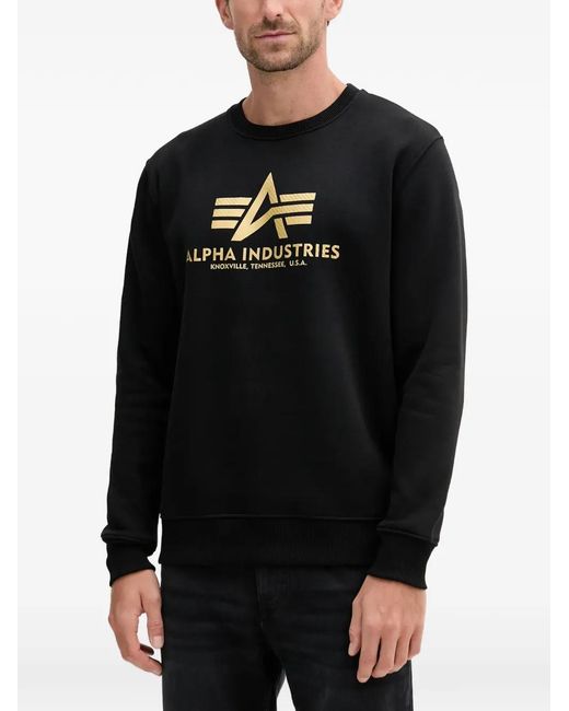 Alpha Industries Black Logo-Print Sweatshirt for men