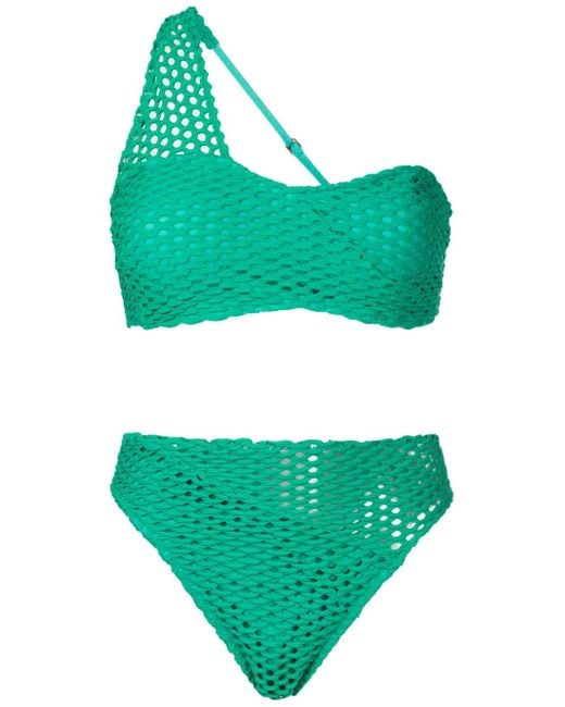 Amir Slama Green One-Shoulder High-Waist Bikini