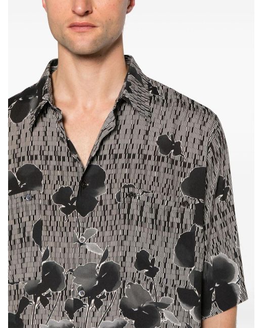 Chemise à mélange d'imprimés Emporio Armani pour homme en coloris Gray