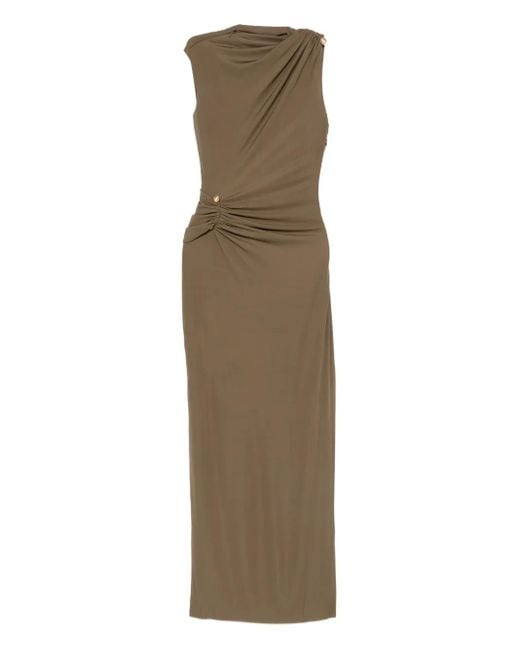 Cult Gaia Natural Izola Draped Button Maxi Dress