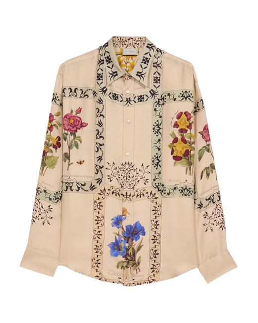 Pierre Louis Mascia フローラルパネル シャツ Natural