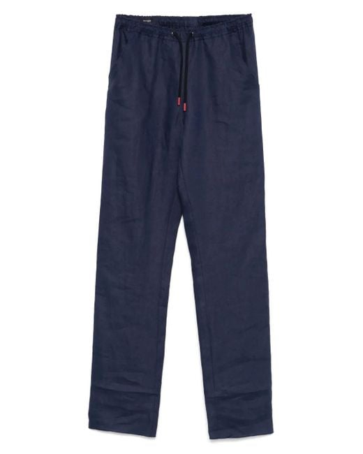 Pantalones de lino Kiton de hombre de color Blue