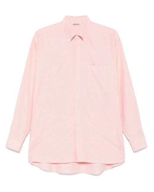 メンズ Auralee シルクシャツ Pink