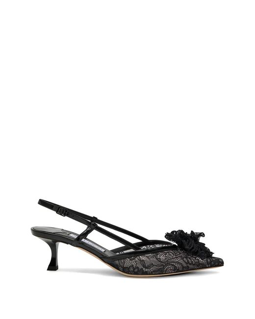 Jimmy Choo Black Mimmi Lace-Flower Pumps