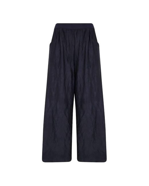Maria Calderara Blue Crinkled-Effect Palazzo Pants