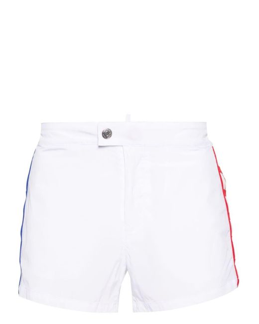 DSquared² White Logo-tape Swim Shorts for men