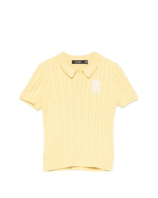 Ralph Lauren Yellow Natrissa Cable-Knit Polo Shirt
